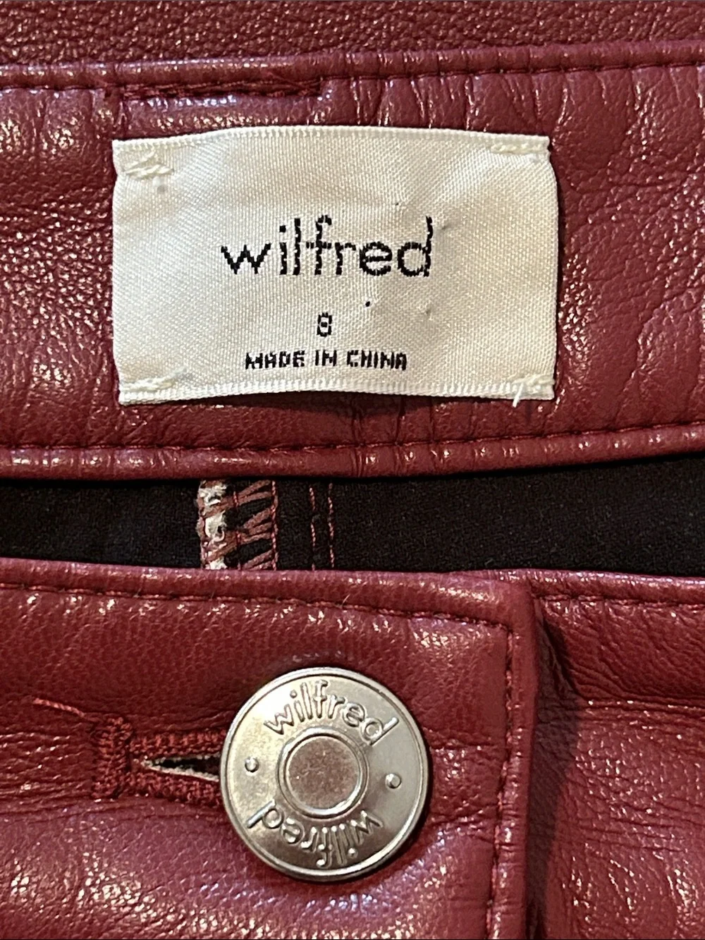 Aritzia Wilfred The Melina High Waist Vegan Leather Pants Garnet Red Size 8